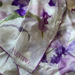 Valentino Purple and White Floral Scarf